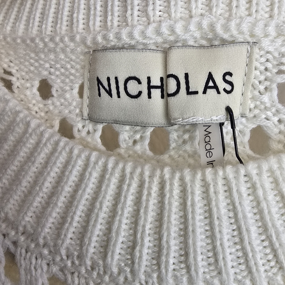 Nicholas Simmy Crochet Midi Dress in Ivory Sleeveless NWT Womens Small - Picture 5 of 11